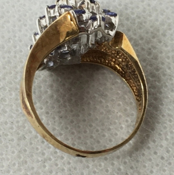 Real Vintage Tanzinite Cluster Ring 10k 1ctWeight Tanzinite Size 5 - Picture 12 of 16
